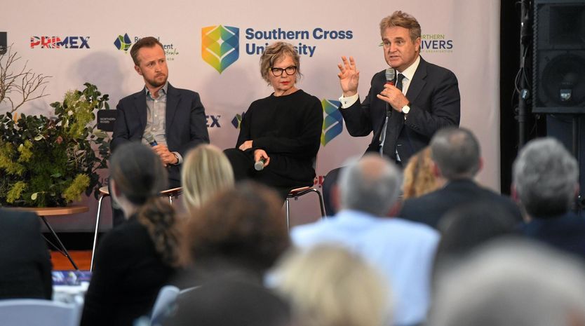 Ben Roche, Pam Brook and Bernard Salt at Future Northern Rivers event